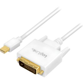 LogiLink CV0137 kabeladapter/verloopstukje Mini DisplayPort DVI Wit