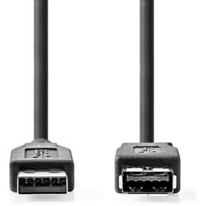 Nedis USB-Kabel - USB 3.2 Gen 1 - USB-A Male - USB-A Female - 5 Gbps - Vernikkeld - 2.00 m - Rond - PVC - Zwart - Label
