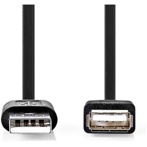 USB-Kabel | USB 2.0 | USB-A Male | USB-A Female | 480 Mbps | Vernikkeld | 1.00 m | Rond | PVC | Zwar