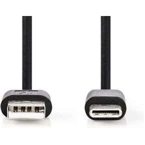 Nedis USB-Kabel - USB 2.0 - USB-A Male - USB-C™ Male - 2.5 W - 480 Mbps - Vernikkeld - 2.00 m - Rond - PVC - Zwart - Label