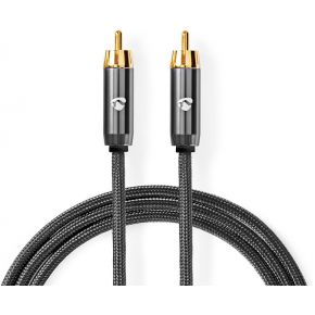 Nedis Subwooferkabel | RCA Male - RCA Male | Gun Metal Grey | Gevlochten kabel