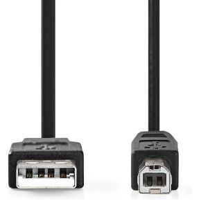 Nedis USB-Kabel | USB 2.0 | USB-A Male | USB-B Male | 10 W | 480 Mbps | Vernikkeld | 1.00 m | Rond | PVC |