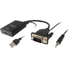 Equip 119038 video kabel adapter 0,2 m VGA (D-Sub) + 3.5mm DVI-D + USB Zwart