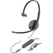 HP Poly Blackwire 3215 Headset Bedraad Hoofdband Kantoor/callcenter USB Type-A Zwart