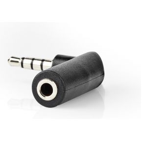 Nedis Stereo-Audioadapter | 3,5 mm Male - 3,5 mm Female | 90° Gehoekt | 4-Polig | Zwart