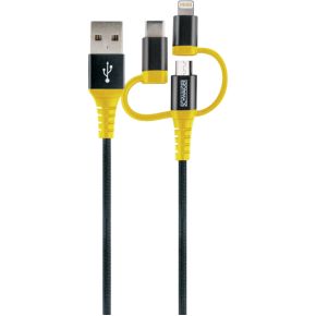 Schwaiger WKUU310 511 USB-kabel 1,2 m USB A Micro-USB B/Lightning Zwart, Geel