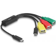 Delock 64203 4-poorts USB 2.0-kabelhub USB Type-C naar 3 x USB-A female + 1 x USB-C male