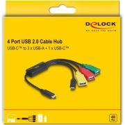 Delock-64203-4-poorts-USB-2-0-kabelhub-USB-Type-C-naar-3-x-USB-A-female-1-x-USB-C-male