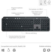 Logitech-MX-Keys-S-RF-draadloos-Bluetooth-AZERTY-Belgisch-Grafiet-toetsenbord