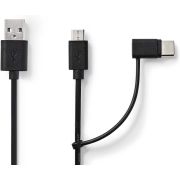 Nedis-CCGL60610BK10-USB-kabel-1-m-USB-2-0-USB-A-USB-C-Micro-USB-B-Zwart