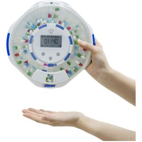 Smart Home Medicijndispenser - Wi-Fi - 28 Compartimenten - Aantal alarmtijden: 9 alarmtijden per dag - Licht / Piep / Stem - LCD scherm - Wit