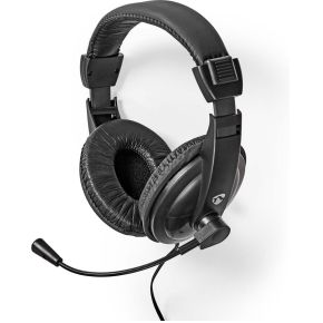 Nedis PC-Headset - Over-Ear - Stereo - 1x 3.5 mm / 2x 3.5 mm - Inklapbare Microfoon - Zwart