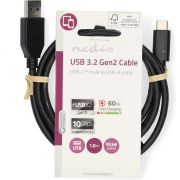 Nedis-USB-Kabel-USB-3-2-Gen-2-USB-A-Male-USB-C-Male-60-W-10-Gbps-Vernikkeld-1-00-m-Rond-