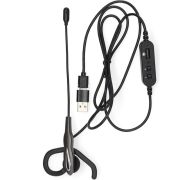 Nedis-PC-Headset-In-Ear-Mono-USB-Type-A-USB-Type-C-Inklapbare-Microfoon-Zwart