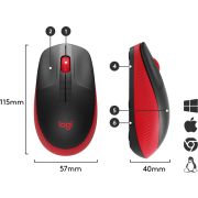 Logitech-M190-Zwart-Rood-Draadloze-muis