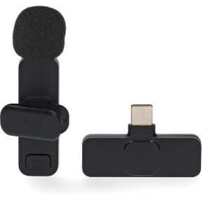 Nedis Microfoon - Gebruikt voor: Notebook / Smartphone / Tablet - Draadloos / USB Type-C - USB-C Female - Aan/uit knop