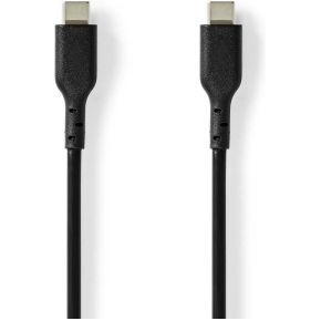 Nedis USB-Kabel - USB 2.0 - USB-C Male - USB-C Male - 240 W - 480 Mbps - Vernikkeld - 2.00 m - Rond - PVC - Zwart - Label