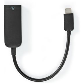 Nedis USB-netwerkadapter | USB 3.2 Gen 1 | 1000 Mbps | USB-C™ Male | RJ45 Female | 0.20 m | Rond | Vernikkeld | Vertind-Koper | Zwart | Polybag