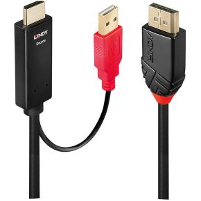 Lindy 41424 kabeladapter/verloopstukje DisplayPort HDMI-A + USB-A Zwart