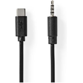 Nedis USB-C Adapter | USB 2.0 | USB-C Male | 3,5 mm Male | 1.00 m | Rond | Vernikkeld | Zwart | Label