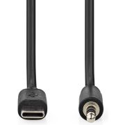 Nedis-USB-C-Adapter-USB-2-0-USB-C-Male-3-5-mm-Male-1-00-m-Rond-Vernikkeld-Zwart-Label