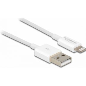 Delock 83000 USB data- en voedingskabel voor iPhone, iPad, iPod wit 1 m