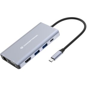 Conceptronic DONN20G laptop dock & poortreplicator Bedraad USB 3.2 Gen 1 (3.1 Gen 1) Type-C Grijs