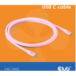 CLUB3D USB C cable pink