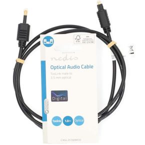 Nedis Optische Audiokabel | TosLink Male | Mini-Toslink | 1.00 m | Rond | PVC | Zwart | Label