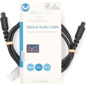 Nedis Optische Audiokabel | TosLink Male | TosLink Male | 1.00 m | Rond | PVC | Zwart | Label