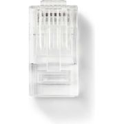 Nedis-RJ45-Connector-RJ45-Pass-Through-Stranded-UTP-CAT5-Recht-Verguld-10-Stuks-PVC-Transpar