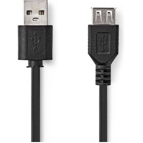 USB-Kabel | USB 2.0 | USB-A Male | USB-A Female | 480 Mbps | Vernikkeld | 0.20 m | Rond | PVC | Zwar