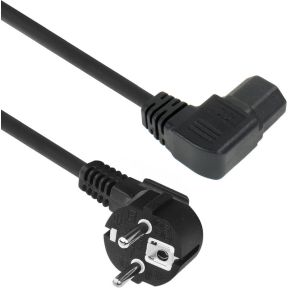 ACT Netsnoer CEE7/7 male (haaks) - C15 (haaks links) IEC60320 zwart 1 m