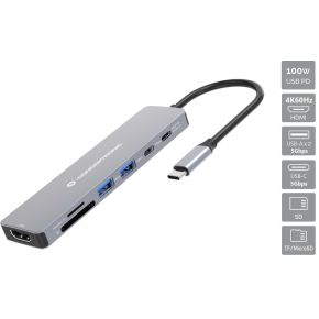 Conceptronic DONN28G laptop dock & poortreplicator Bedraad USB 3.2 Gen 1 (3.1 Gen 1) Type-C Grijs