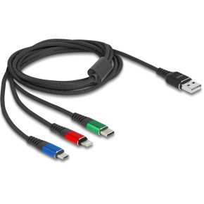 DeLOCK 90156 USB-kabel USB 2.0 2 m USB A Micro-USB B/Lightning/Apple 30-pin Zwart, Blauw, Groen, Roo