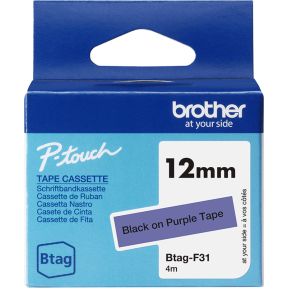 Brother BTAG-F31 labelprinter-tape Zwart op paars