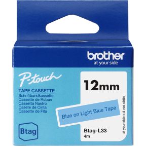 Brother BTAG-L33 labelprinter-tape Blauw op lichtblauw