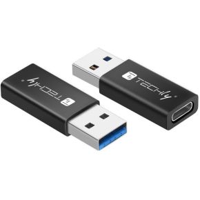 Techly IADAP USB3-AFT tussenstuk voor kabels USB A USB C Zwart