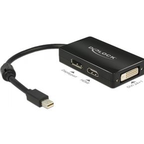 Delock 62623 Adapter mini DisplayPort 1.1 male > DisplayPort / HDMI / DVI female Passief zwart