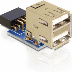 Delock 41825 USB-pin-header female > 2 x USB 2.0 female - omhoog