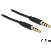 Delock 83434 Stereo Jack Kabel 3,5 mm 4-pins male naar male 0,5 m zwart