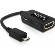 Delock 65314 Adapter MHL Micro USB 5-pin male > High Speed HDMI female + USB Micro-B female