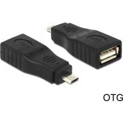 Delock 65549 Adapter USB Micro B male > USB 2.0 female OTG volledig afgedekt