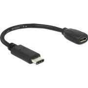 Delock 65578 Adapterkabel USB Type-C 2.0 male > USB 2.0 type Micro-B female 15cm zwart