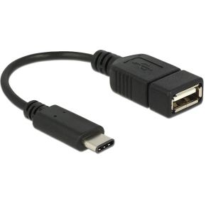 Delock 65579 Adapterkabel USB Type-C 2.0 male > USB 2.0 type A female 15cm zwart