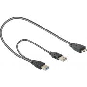 Delock 82909 Kabel USB 3.0 type A male + USB type A male > USB 3.0 type Micro-B male