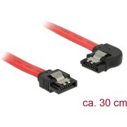 Delock 83963 SATA 6 Gb/s Kabel recht naar links haaks 30cm rood