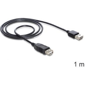 Delock 83370 Verlengkabel EASY-USB 2.0 Type-A male > USB 2.0 Type-A female zwart 1 m