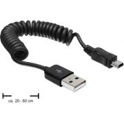 Delock 83164 Kabel USB 2.0-A male > USB mini-malee spiraalkabel