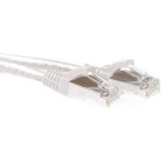 ACT Witte 0,5 meter SFTP CAT6A patchkabel snagless met RJ45 connectoren